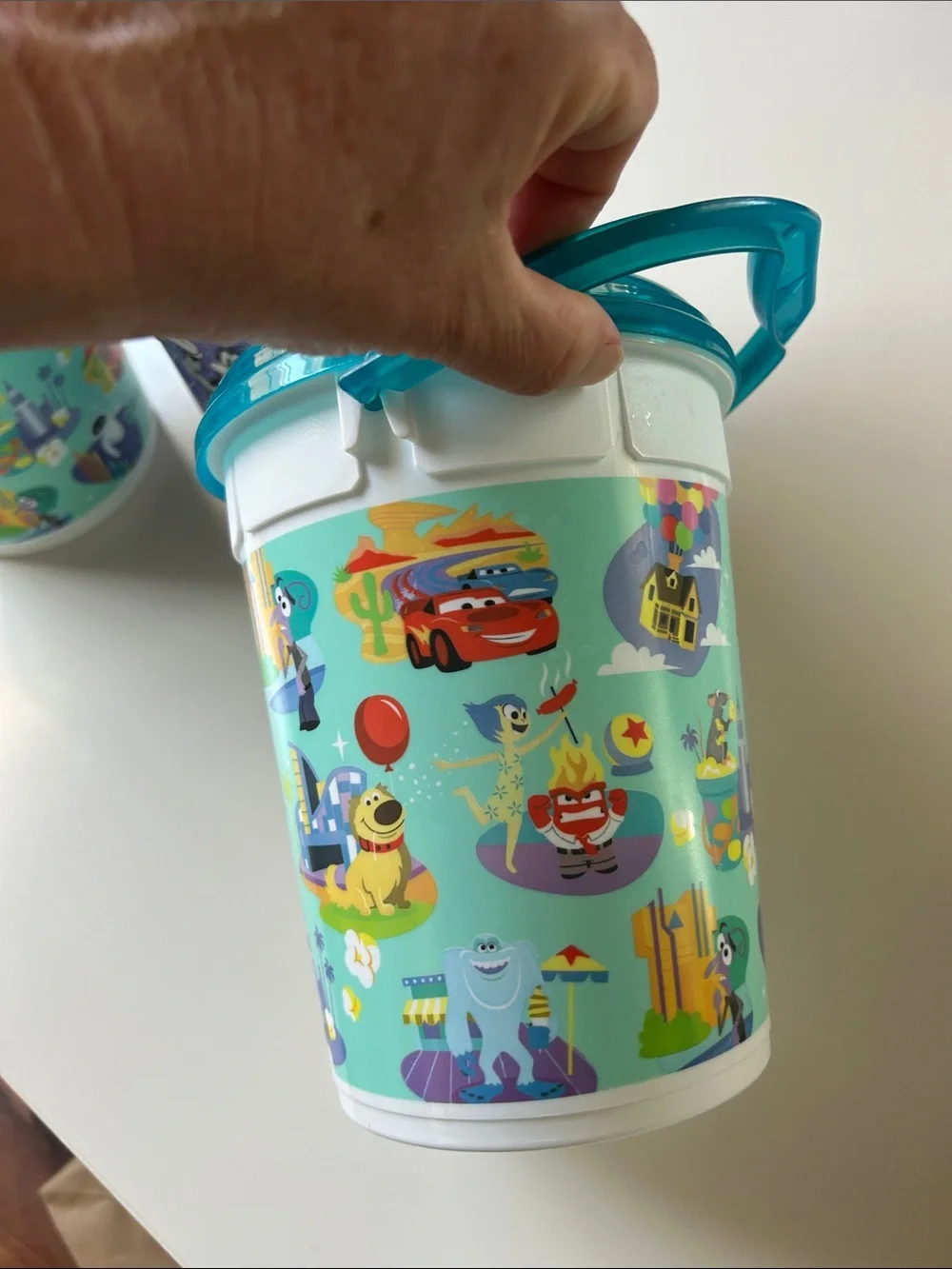Disney Popcorn Buckets with Teal and Silver Lids